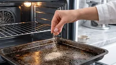 Glöm starka kemikalier: två skedar på en plåt – så rengör sig ugnen själv på en timme